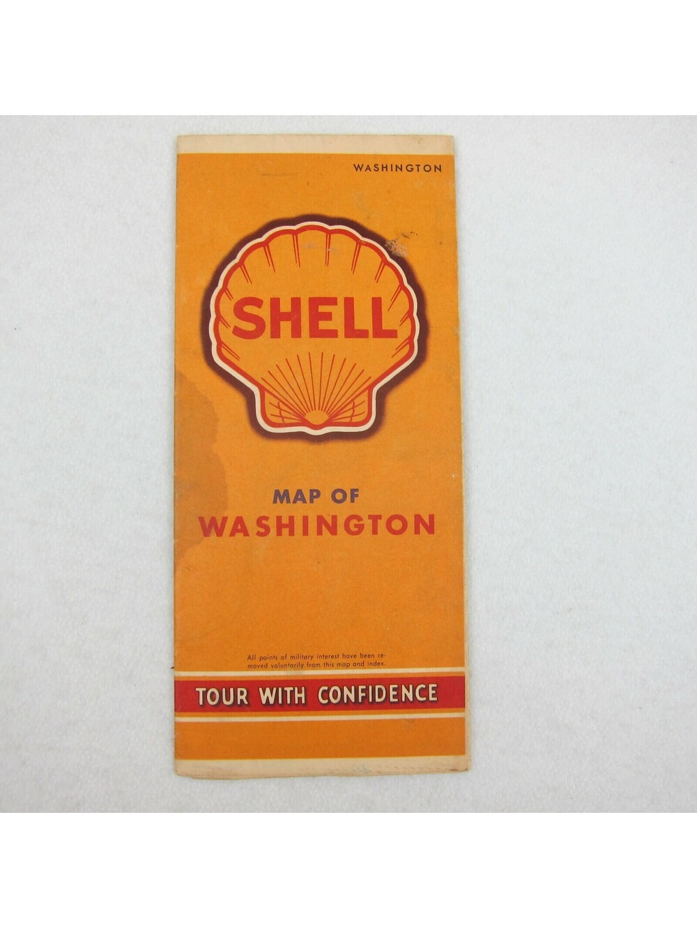 Vintage 1940s SHELL Gas & Oil Folding Road Map Washington With Mileage Chart